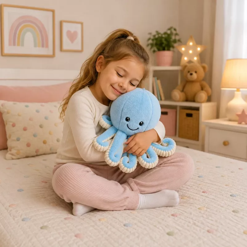 LEAN TOYS Pluszowa Ośmiornica Przytulanka z Elastycznymi Mackami Niebieska 50 cm