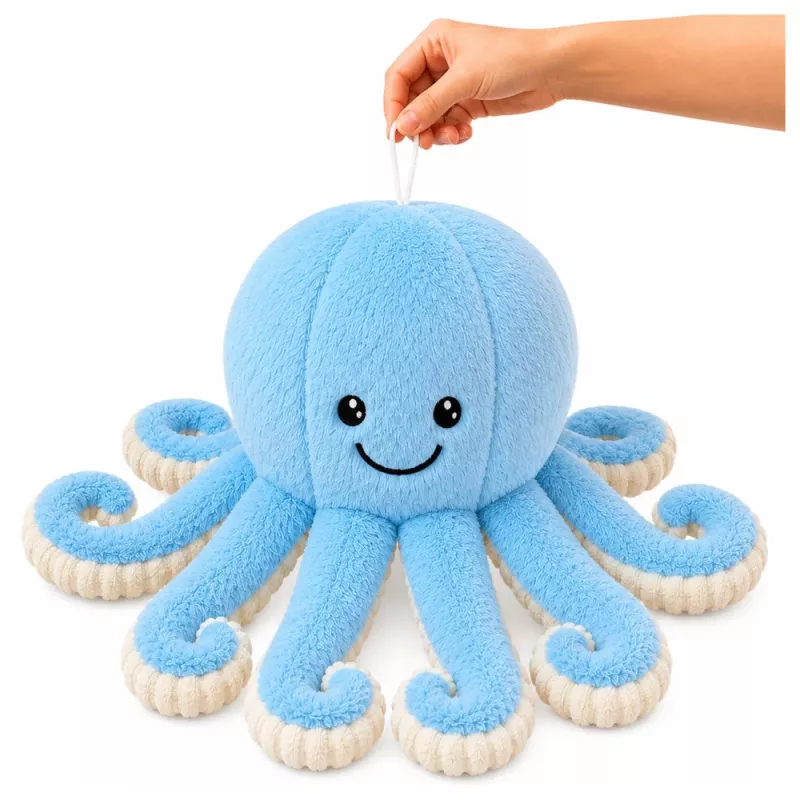 LEAN TOYS Pluszowa Ośmiornica Przytulanka z Elastycznymi Mackami Niebieska 50 cm
