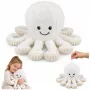 LEAN TOYS Pluszowa Ośmiornica z Elastycznymi Mackami, Biała, 50 cm