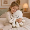 LEAN TOYS Pluszowa Ośmiornica z Elastycznymi Mackami, Biała, 50 cm