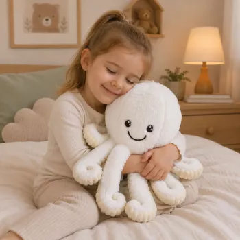 LEAN TOYS Pluszowa Ośmiornica z Elastycznymi Mackami, Biała, 50 cm