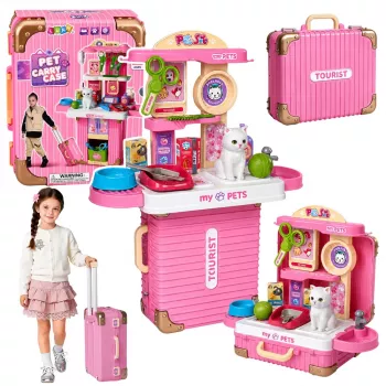 LEAN TOYS Walizka weterynarza Zestaw do opieki nad kotkiem Białe akcesoria