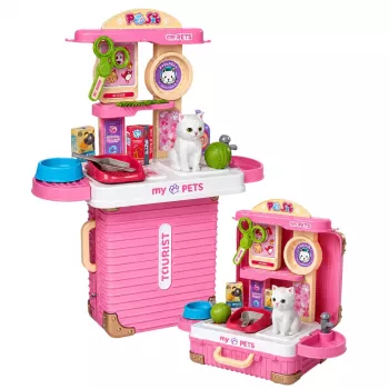 LEAN TOYS Walizka weterynarza Zestaw do opieki nad kotkiem Białe akcesoria
