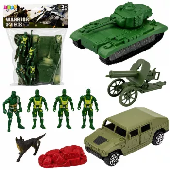 LEAN TOYS Zestaw militarny Żołnierze Czołg Pojazd Broń 13 szt.