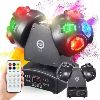 LIGHT4ME SID3 4-w-1 Ruchoma Głowa Światło Multi-Efektowe z diodą RGBW LED, laserem RGB, UV i stroboskopem