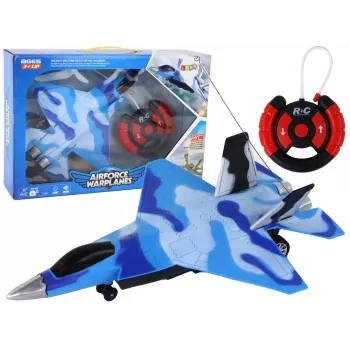 LEAN TOYS 16645 Samochód zdalnie sterowany F-16 Fighting Falcon z efektami dźwiękowymi i świetlnymi, 2.4 GHz, szary