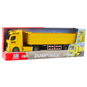 LEAN TOYS Ciężarówka transportowa z podnoszoną naczepą, światłem i dźwiękiem, żółta