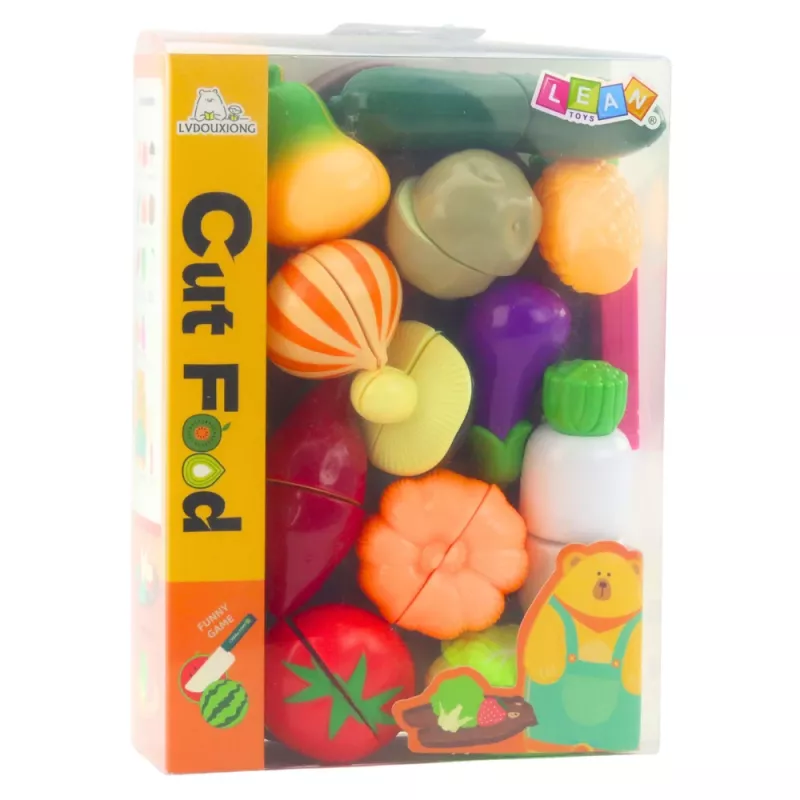 LEAN TOYS Zestaw do krojenia warzyw z deską i nożem, edukacyjne akcesoria dla dzieci