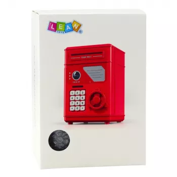 LEAN TOYS Elektroniczna skarbonka ATM z PIN-em dla dzieci, szara