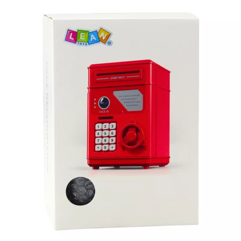 LEAN TOYS Elektroniczna skarbonka ATM z PIN-em dla dzieci, szara