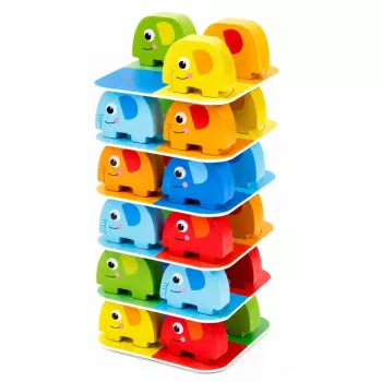 LEAN TOYS Elephant Tower Gra zręcznościowa Balansujące Słonie Kolorowe Karty 46 szt.