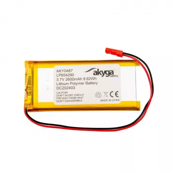 Akyga AKY0487 Bateria Li-Po 3.7V 2600mAh LP654290 z PCM, JST 2.54 2-pin, kabel 150mm