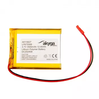 Akumulator Li-Po Akyga AKY0627 LP675568 3,7 V 3500 mAh z PCM, JST 2,54 mm 2-pin, przewody 150 mm