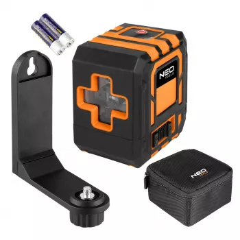NEO TOOLS 75-142 Krzyżowy poziomicowy laser liniowy, zasięg 20 m, czerwony promień, samopoziomujący, IP54, z uchwytem magnetycznym i etui