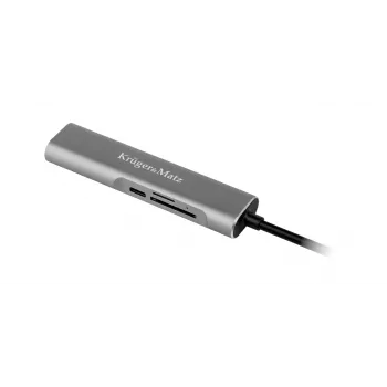 KRUGER & MATZ KM0390 Hub USB-C z HDMI 4K, 2x USB 3.0, czytnikiem kart SD/MicroSD i Power Delivery 100W