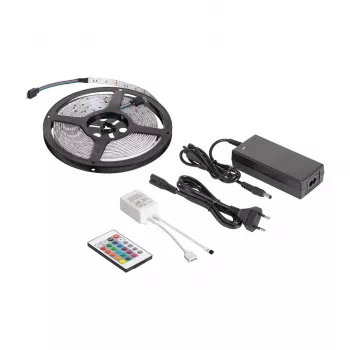 REBEL LED0175-2 5m Zestaw taśmy LED RGB z pilotem IR, 300 diod SMD 5050, zasilacz 12V, 16 milionów kolorów, ściemnianie, IP20