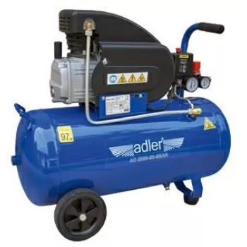 Adler AD 2050-50 50L olejowy kompresor powietrza, 8 bar, 230V, 2 KM, 206 L/min ssania, koła i uchwyt