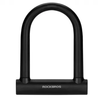 Rockbros RKS610-BK U-Lock Zamek rowerowy - czarny, hartowana stal, 14mm kabłąk, 8/10 bezpieczeństwo, 2 klucze, uchwyt montażowy