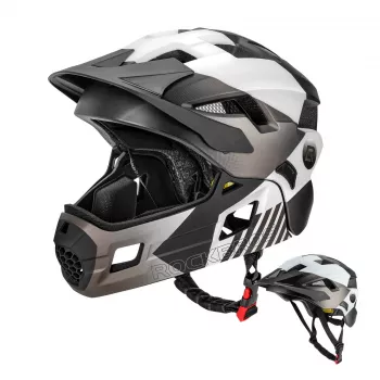 ROCKBROS TS-61 Konwertowalny kask rowerowy pełnozakrywający dla dzieci z odpinaną osłoną podbródka, rozmiar M (54-57 cm), szary
