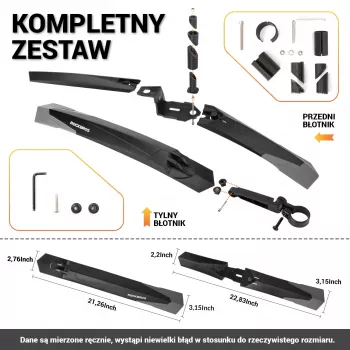 ROCKBROS DNB-890 Zestaw błotników rowerowych do MTB 26-29 cali - Czarny