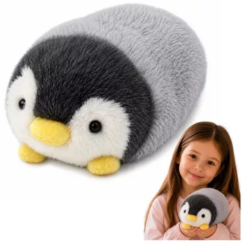 LEAN TOYS Pluszowy Pingwin Miękka Pluszowa Zabawka Biały i Szary 16 cm