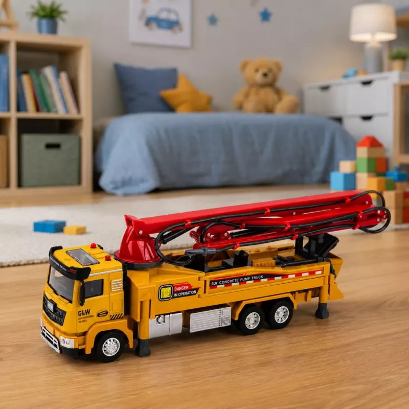LEAN TOYS Betoniarka z pompą RC z światłami, dźwiękami, spryskiwaczem wody, skala 1:40