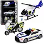 LEAN TOYS Zestaw policyjny Helikopter Motocykl Samochód policyjny Światła Dźwięki 1:32
