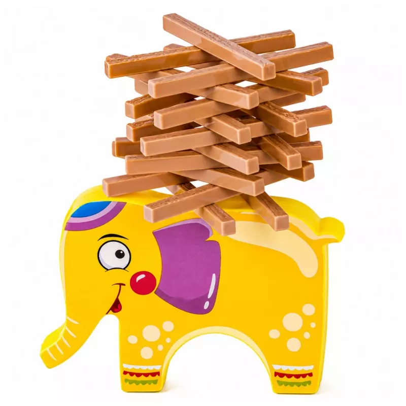 LEAN TOYS Gra zręcznościowa Balansujący Słoń Zbuduj Wieżę z Klocków Słoń 61 elementów