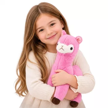 LEAN TOYS Pluszowa alpaka lama Pluszowa zabawka Przytulanka Miękkie futerko Różowy 38 cm