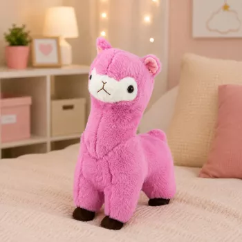 LEAN TOYS Pluszowa alpaka lama Pluszowa zabawka Przytulanka Miękkie futerko Różowy 38 cm