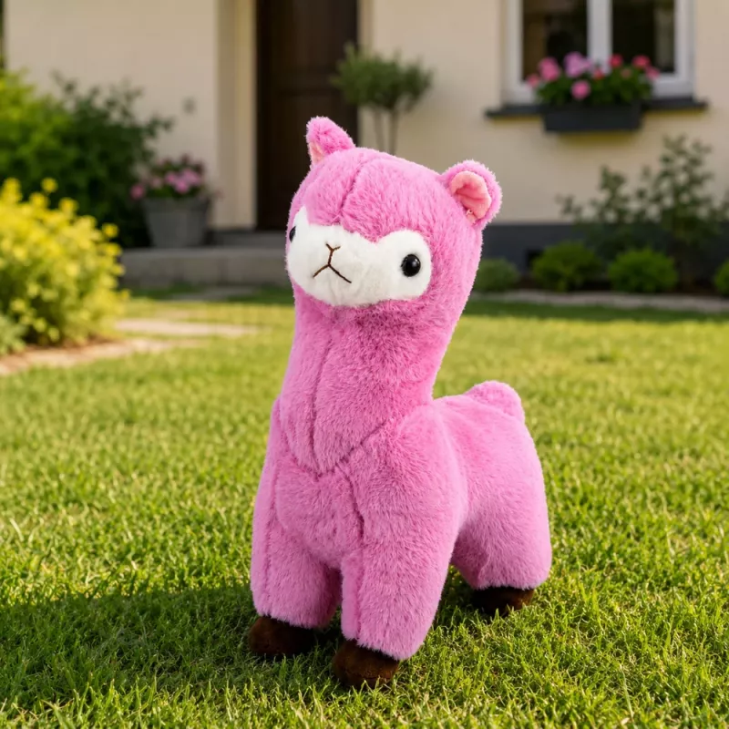 LEAN TOYS Pluszowa alpaka lama Pluszowa zabawka Przytulanka Miękkie futerko Różowy 38 cm