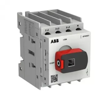 ABB OTOT40G1-4MSN2Plus 40 A 4-biegunowy rozłącznik bezpiecznikowy do montażu podstawowego, rozmiar G1, czarna rączka IP65