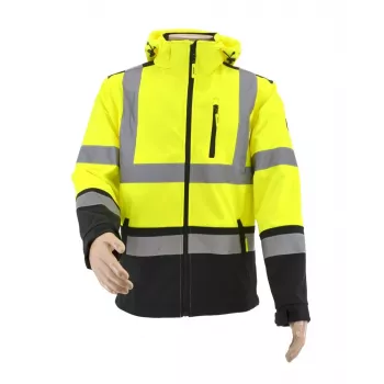 AWTOOLS Kurtka Softshell T3 Wysoka Widoczność Odblaskowa Czarna Rozmiar S
