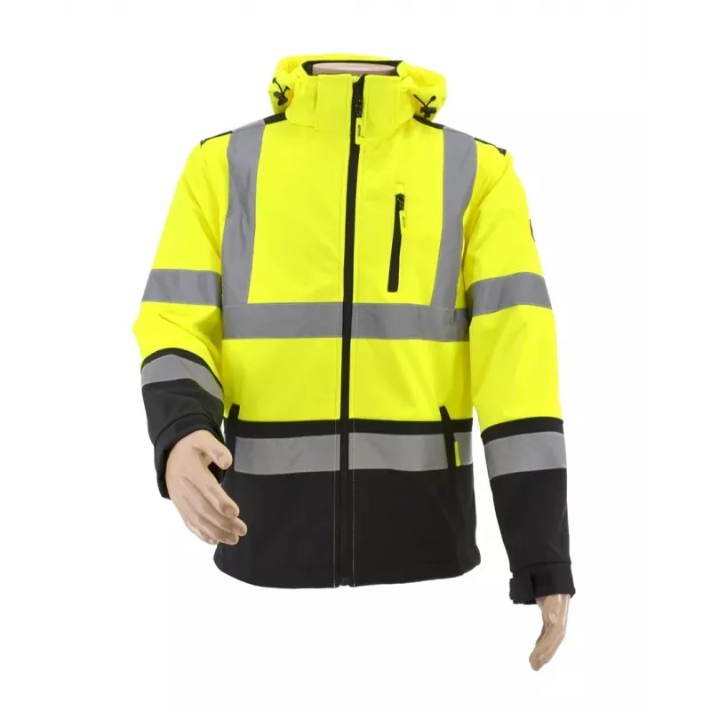 AWTOOLS Kurtka Softshell T3 Wysoka Widoczność Odblaskowa Czarna Rozmiar S