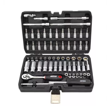 AWTOOLS 63-częściowy zestaw nasadek 1/4 cala BLACK LINE z grzechotką, bitami i walizką