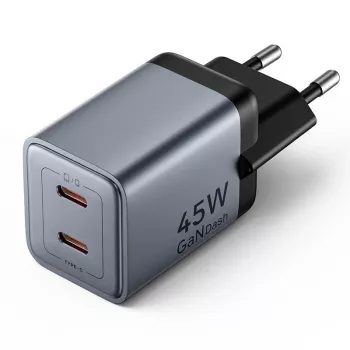 VENTION GaN 90W Dual USB-C Ładowarka ścienna (45W+45W) - Czarny