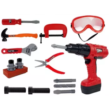 LEAN TOYS DIY Warsztat Zestaw Narzędzi Wiertarka Młotek 35 Elementów Zabawka Edukacyjna