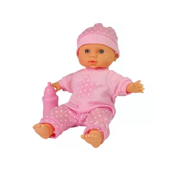 LEAN TOYS Sweet Baby Lalka Różowa Butelka Dźwięki Interaktywna 30cm Lalka z Butelką do Karmienia