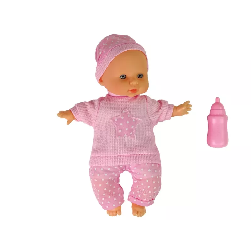 LEAN TOYS Sweet Baby Lalka Różowa Butelka Dźwięki Interaktywna 30cm Lalka z Butelką do Karmienia