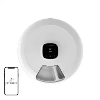 Petoneer NutriSpin Inteligentny dozownik karmy Wi-Fi dla kotów i psów, 2,9 l, sterowanie aplikacją, nagrywanie głosu, miska ze stali nierdzewnej