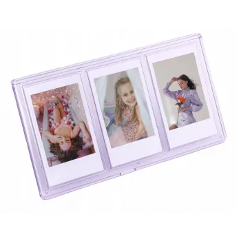 LOVEINSTANT Stojąca potrójna ramka na zdjęcia do odbitek Instax Mini i Zink 2x3 cala – fioletowa