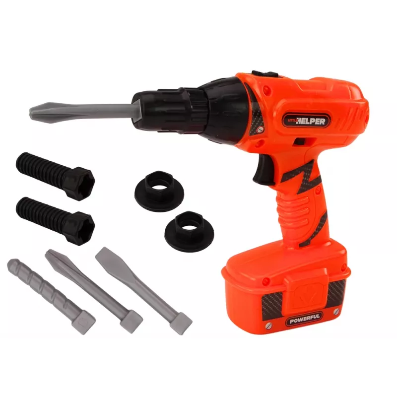 LEAN TOYS DIY Wiertarka na baterie Pomarańczowa Wiertła Śrubki