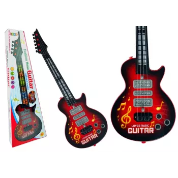 LEAN TOYS Gitara elektryczna z diodami LED w kształcie gwiazdek, kolor czerwony