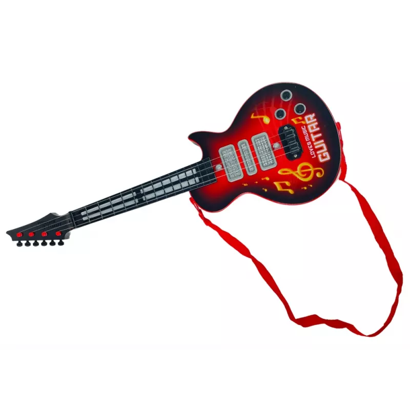 LEAN TOYS Gitara elektryczna z diodami LED w kształcie gwiazdek, kolor czerwony