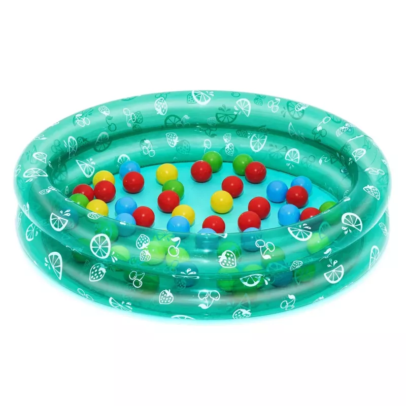 Bestway 51141 Nadmuchiwany basen ogrodowy z 50 piłkami, przezroczysty w kropki, 91 cm