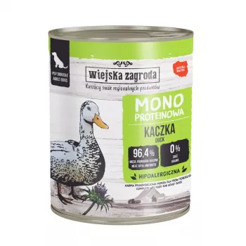 WIEJSKA ZAGRODA Mono Duck Mokra Karma dla Psów – Puszka 800g, Bezzbożowa, Jednobiałkowa