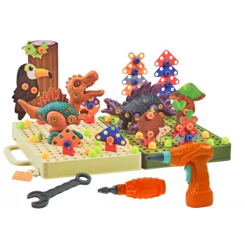 LEAN TOYS 3D Puzzle Konstrukcyjne DIY Dinozaury z Wiertarką