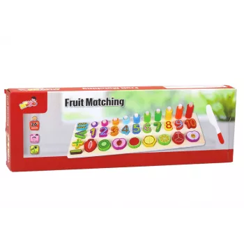 LEAN TOYS Drewniana Tablica Edukacyjna Sorter – Nauka Matematyki z Owocami i Cyframi, 85 Elementów, Zabawka Montessori dla Dzieci od 3 lat