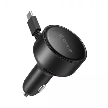 ORICO FC-60-2C 60W Ładowarka samochodowa USB-C z chowanym przewodem - Czarny