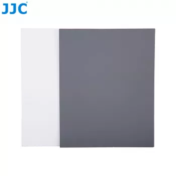 JJC GC Series 2-w-1 Fotograficzny zestaw kart kalibracyjnych – karta szara 18% i karta balansu bieli, 20 x 25 cm, trwały plastik, z smyczą